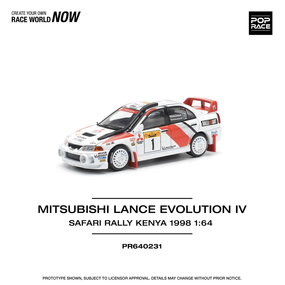 【預訂】Pop Race Mitsubishi Lancer Evolution IV Safari Rally Kanya 1998