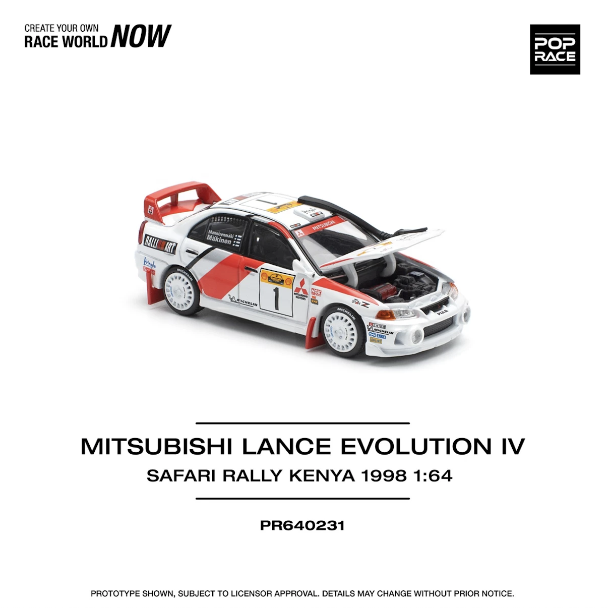 【預訂】Pop Race Mitsubishi Lancer Evolution IV Safari Rally Kanya 1998