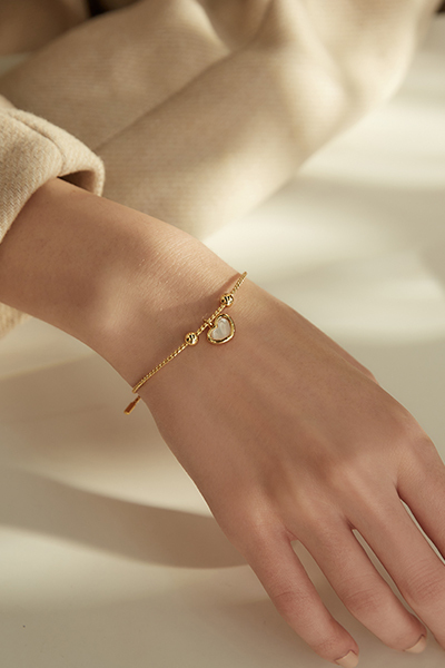 貓眼愛心吊墜手環