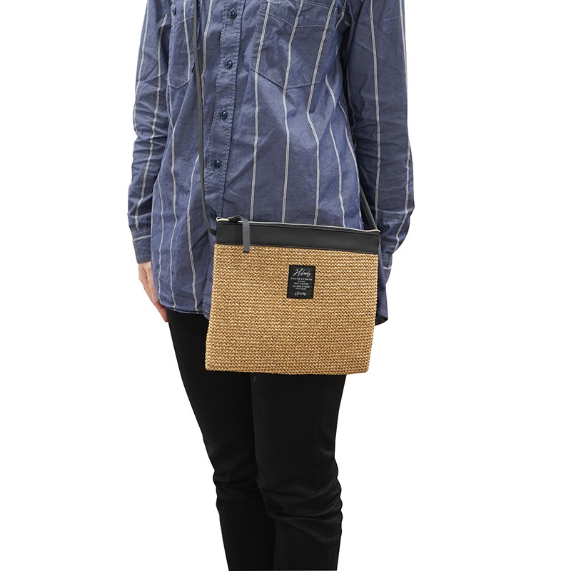 TP 草編風側背袋/棕 26x1x22cm