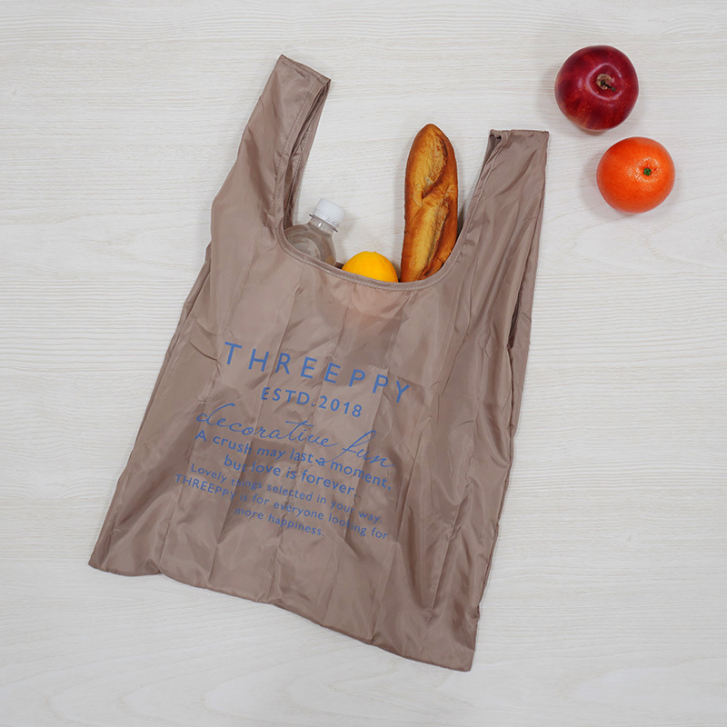 TP 折疊式LOGO購物袋/米 45x57cm