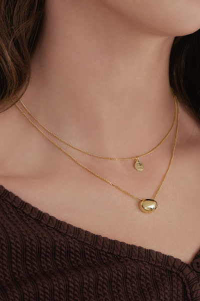 簡約小金豆硬幣雙層項鍊