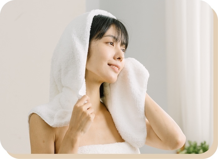 美髮巾擦髮示意