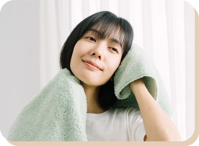 美髮巾包覆頭髮示意