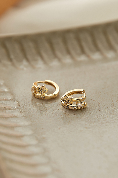 雙排閃耀星星。針式耳環