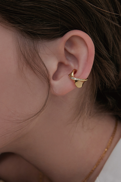 簡約扭轉亮鑽耳骨夾(單支)