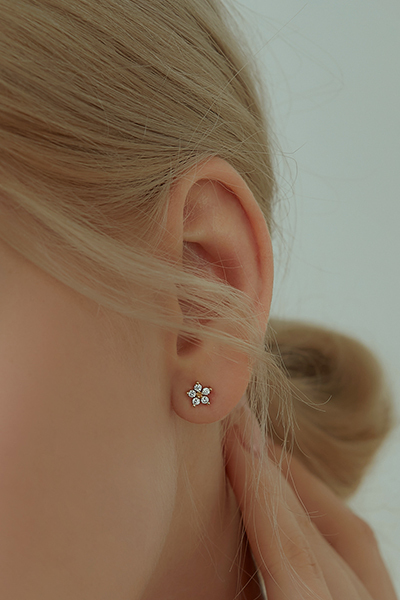 閃耀鋯石迷你小花。針式耳環