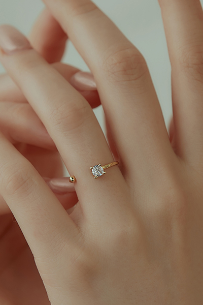 小鑽半圓環形可調式戒指