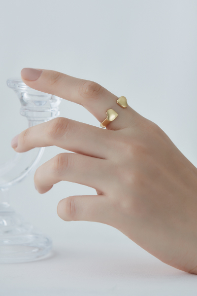 輕歐美對稱心型可調式戒指