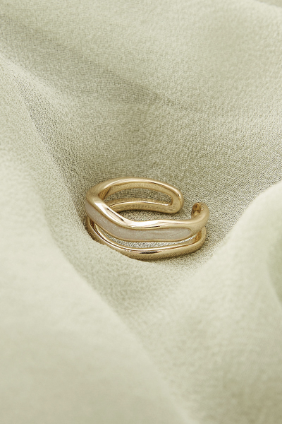 雙層波浪畫釉戒指