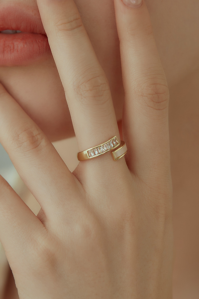 鋯石貝片開口可調式戒指