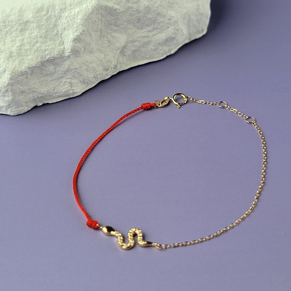 【me.luxe】K18金蛇鑽石紅繩手鍊