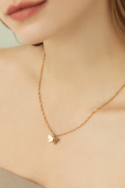 歐美感蝴蝶吊墜鎖骨鍊