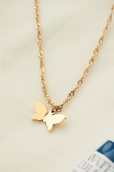 歐美感蝴蝶吊墜鎖骨鍊
