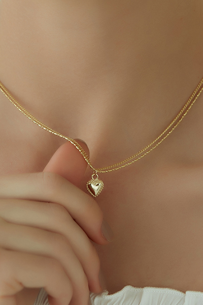 心型垂墜雙層項鍊