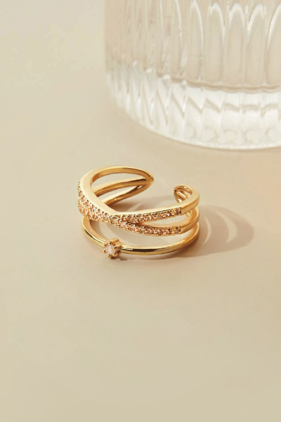 閃耀鋯石三層可調式戒指