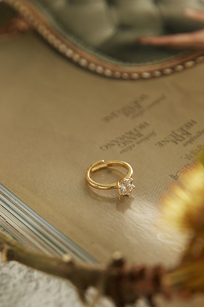 閃耀單鑽可調式戒指