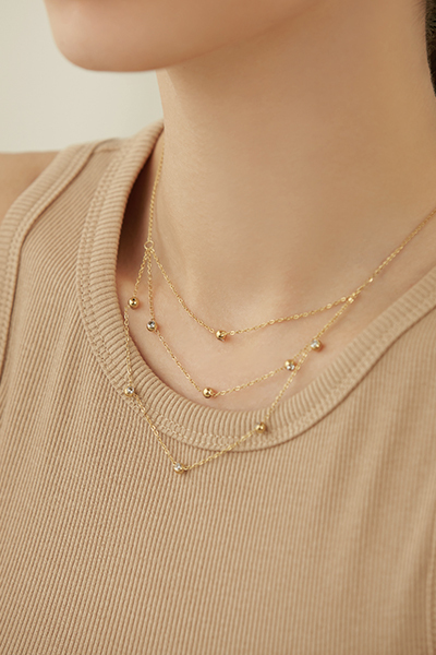 串接圓鑽三層項鍊