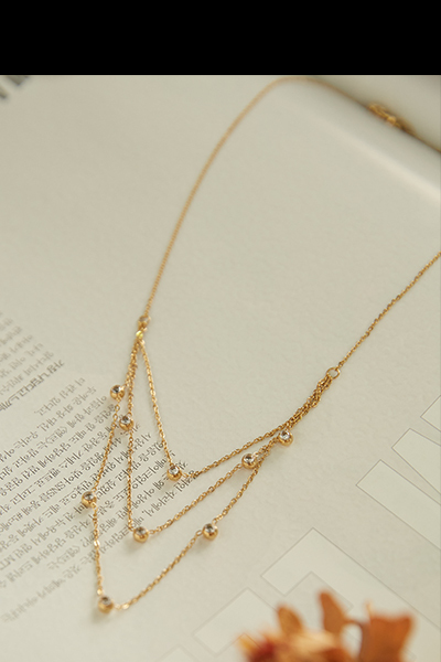 串接圓鑽三層項鍊