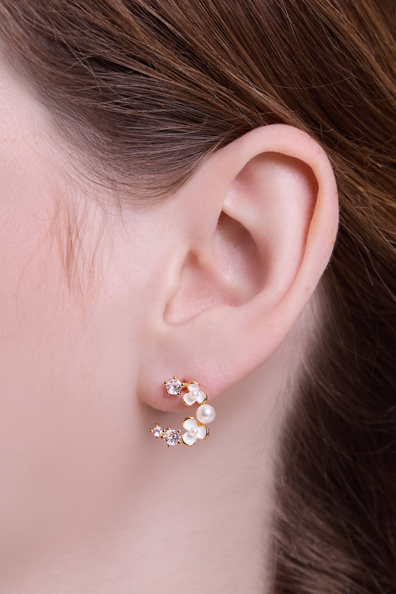 優雅花韻。夾式耳環