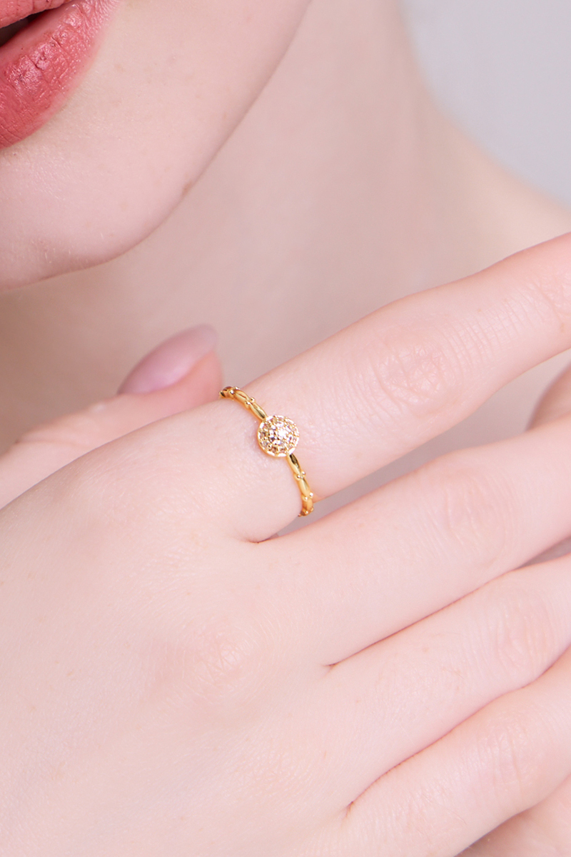 鑲鑽圓球可調式戒指(金)