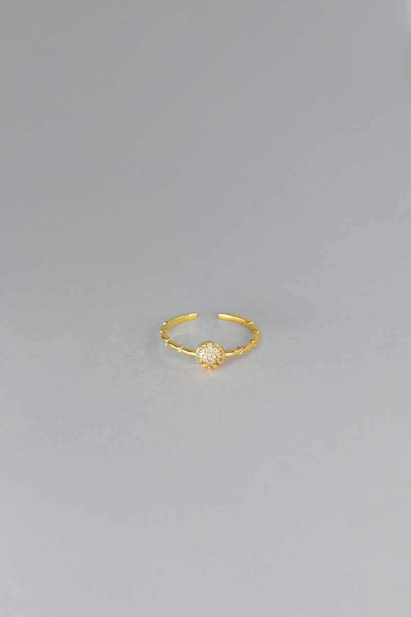 鑲鑽圓球可調式戒指(金)