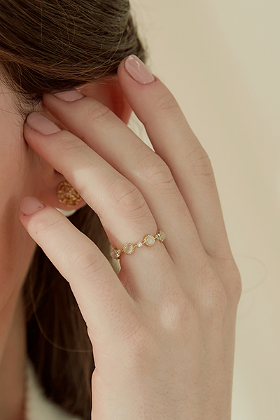 貓眼石環繞可調式戒指