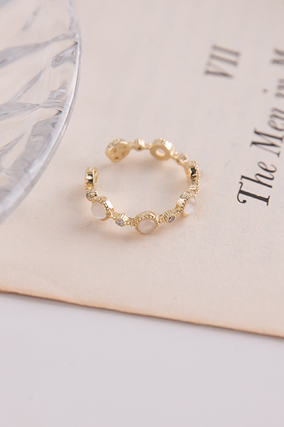 貓眼石環繞可調式戒指