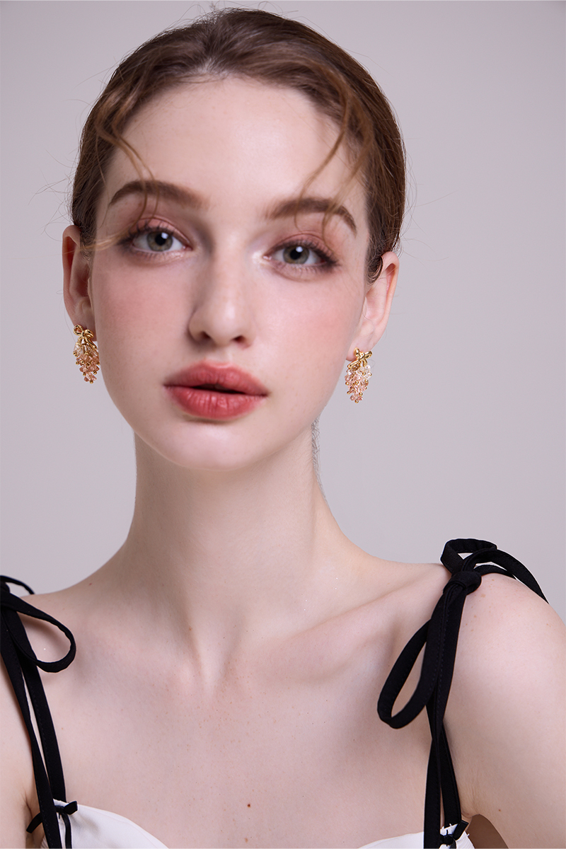 清新蝴蝶結。針式耳環