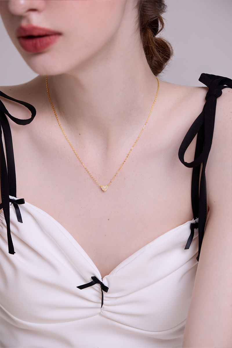 【925純銀】愛心滿鑽項鍊