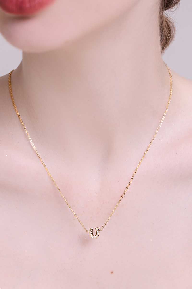 【925純銀】鑲鑽U形項鍊