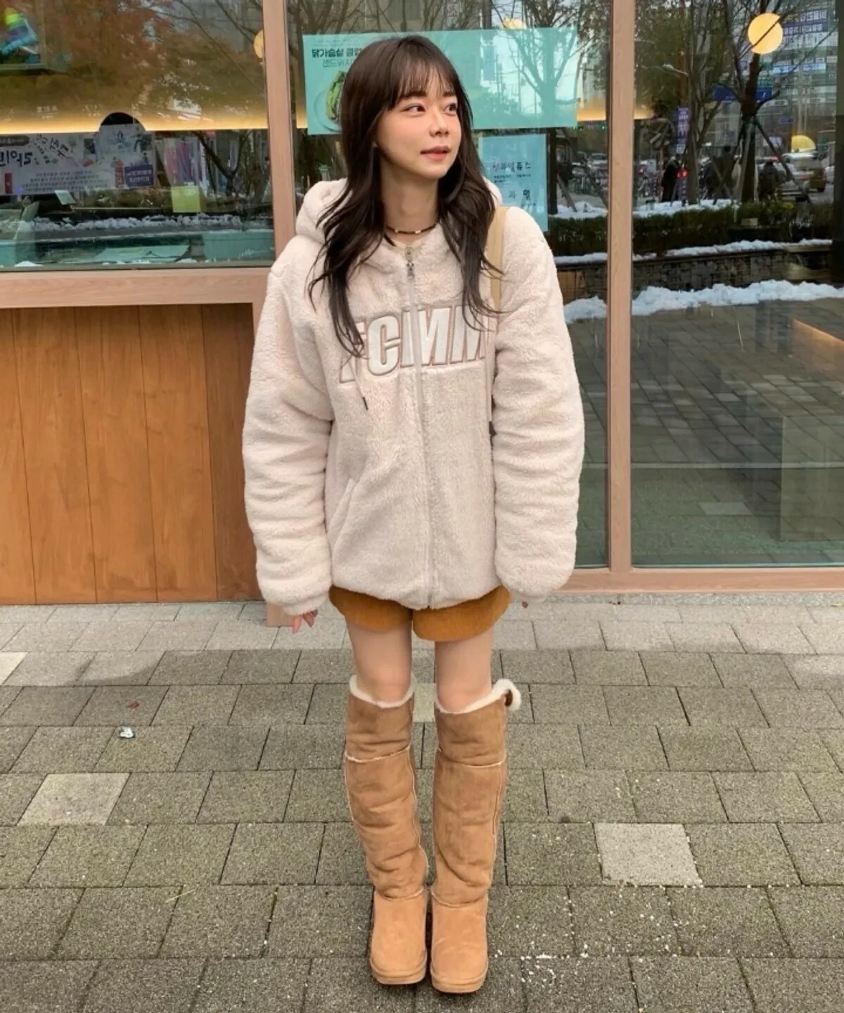 【OWN】FCMM 秋冬 刷毛 抓絨 大LOGO 連帽 外套 不分男女 黑色 深藍 灰色 米白 奶油黃 FC735700