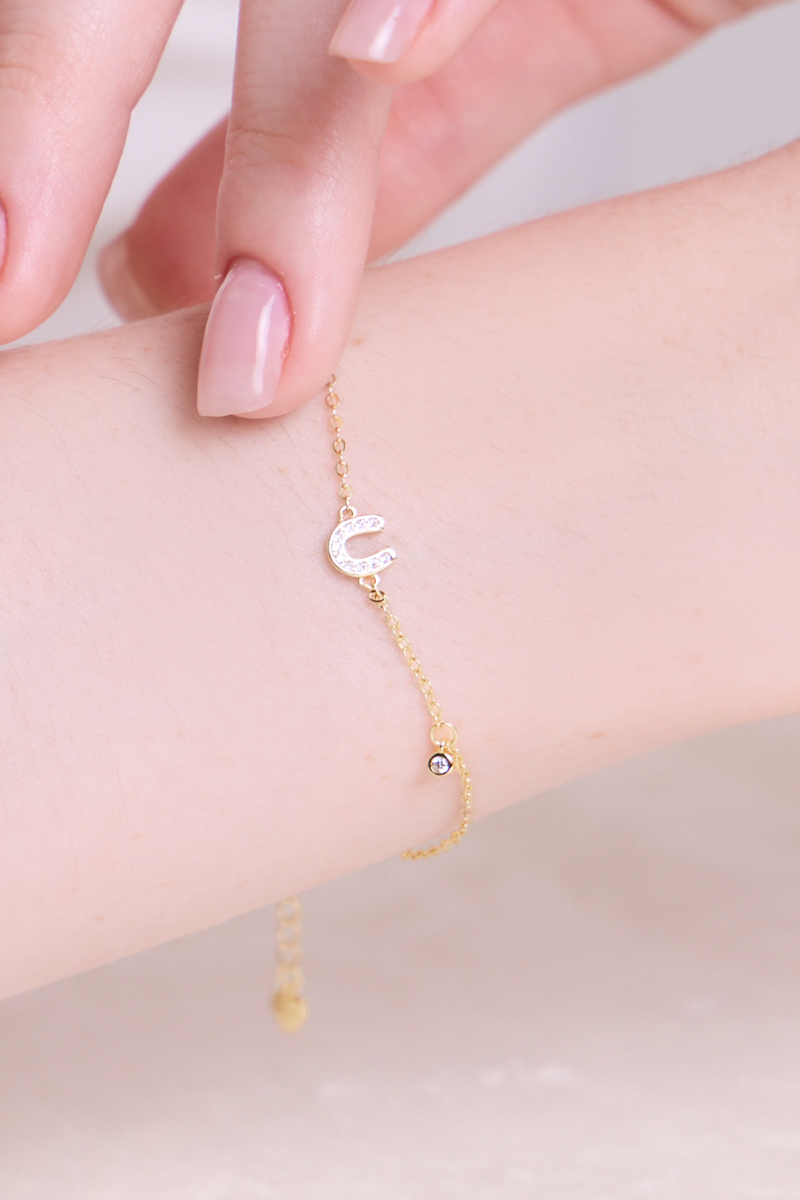 【925純銀】鑲鑽U形手鍊