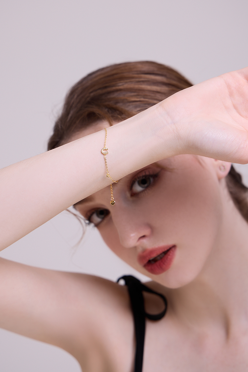 【925純銀】鑲鑽U形手鍊