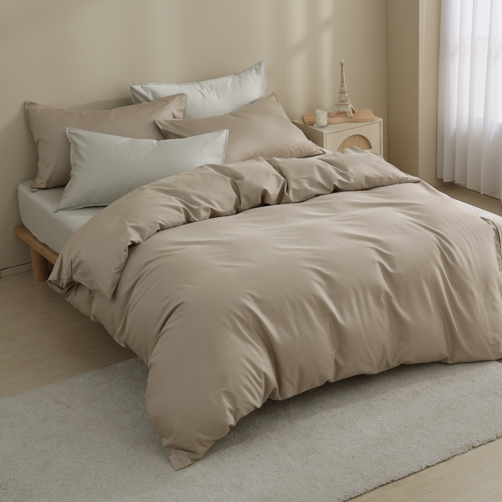 300織精梳純棉｜100%純棉｜雙色配｜淡奶油ｘ麥香米