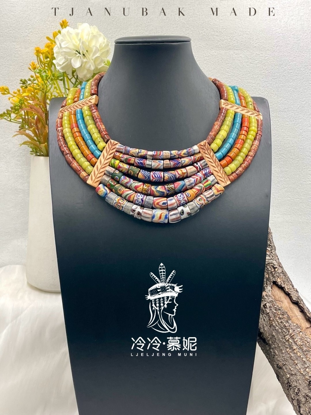 W-No.39傳統花珠六排複串短鍊46cm