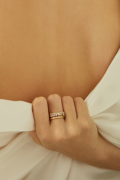 閃耀雙排鋯石可調式戒指