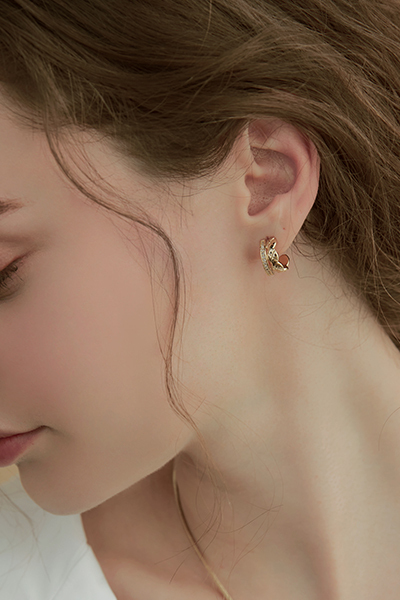 菱格水鑽。銀針耳環