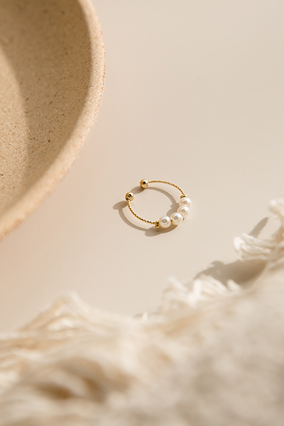 珍珠串可調式戒指