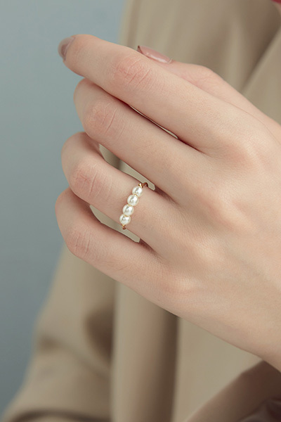 珍珠串可調式戒指