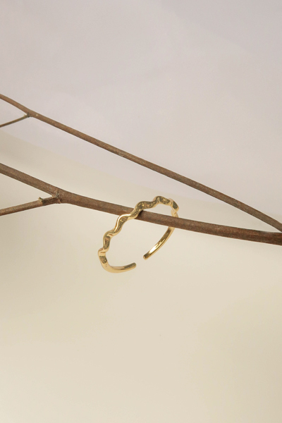 波浪曲線細版可調式戒指