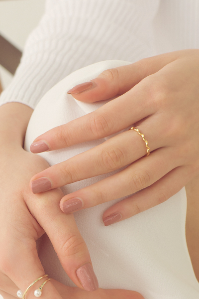 波浪曲線細版可調式戒指