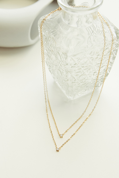 雙層水鑽細緻鎖骨鍊