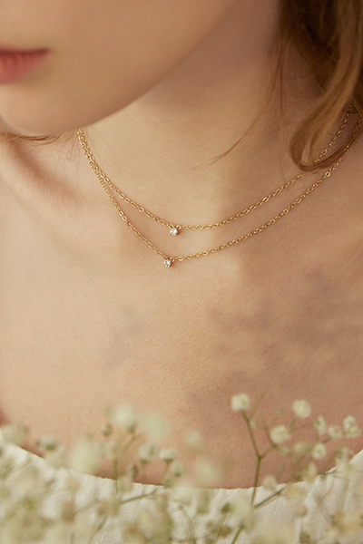 雙層水鑽細緻鎖骨鍊