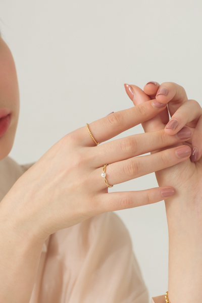 刻紋細版可調式戒指