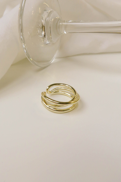 三線交錯造型戒指(金)