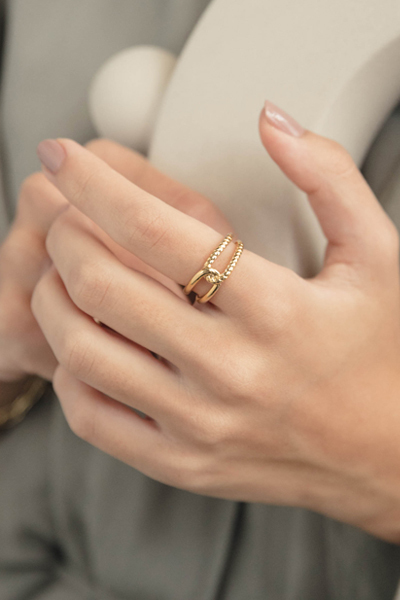 麻花交叉可調式戒指