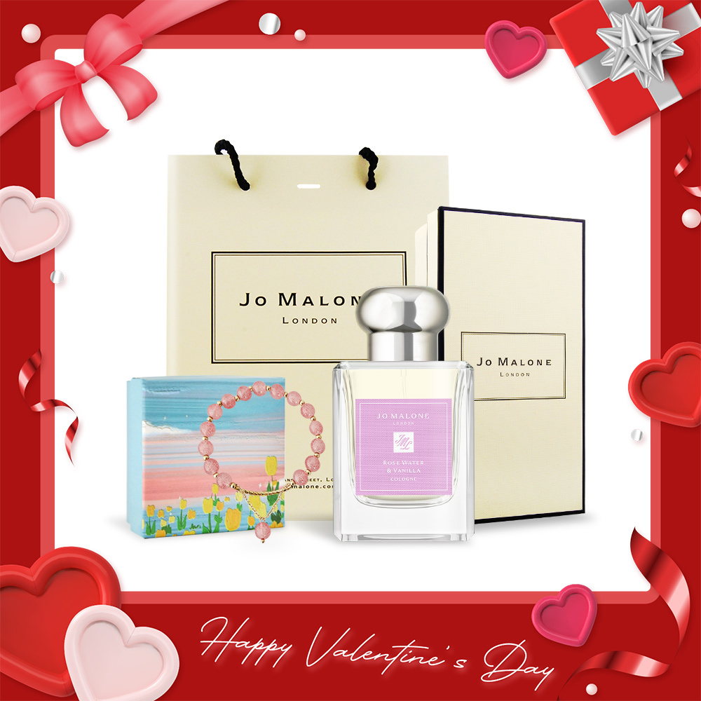 Jo Malone 玫瑰水與香草限定版香水(50ml)-香氛晶石開運招桃花組