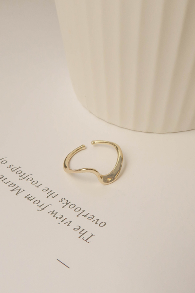 凹折波紋可調式戒指