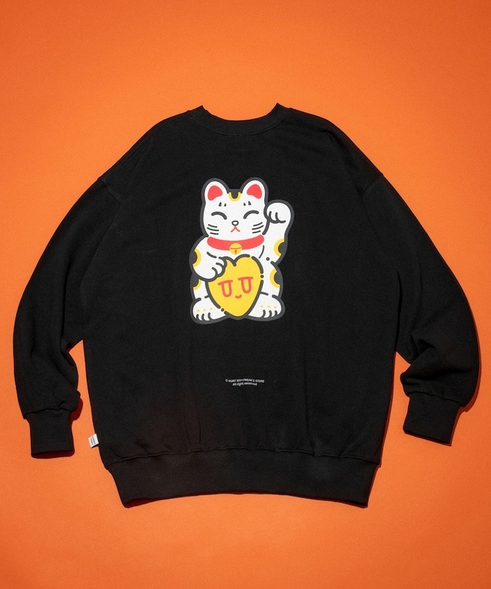2024AW Kurt Wu x FREAK'S STORE Lucky cat crew SWEAT 招財貓 大學T 1023411400009